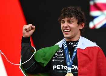 Race winner Andrea Kimi Antonelli (ITA) Mercedes AMG Formula One Team celebrates on the podium. 07.06.2026. Formula 1 World Championship, Rd 6, Monaco Grand Prix, Monte Carlo, Monaco, Race Day.