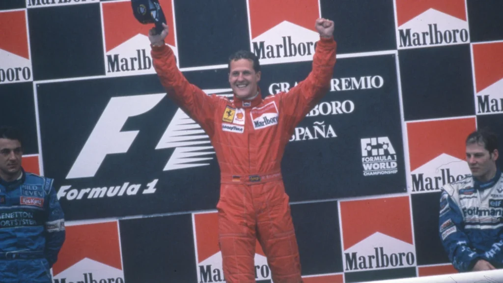 Lewis Hamilton mirrored Michael Schumacher in Barcelona, taking his first victory for Ferrari at the same circuit as the German 30 years previously