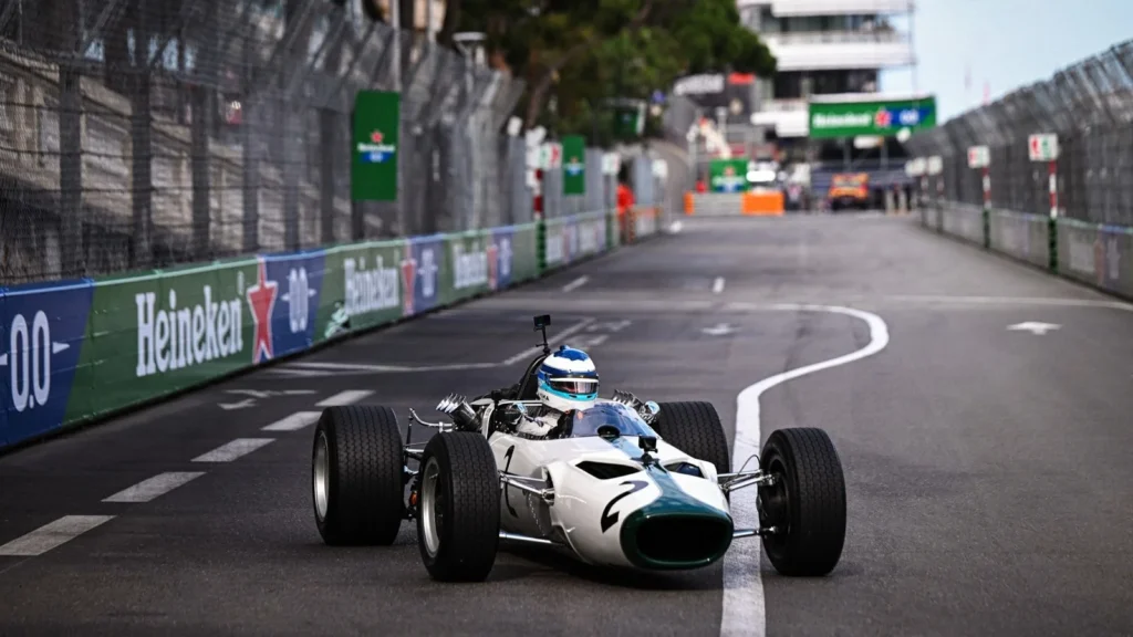 Mika Hakkinen took the first ever McLaren on a tour of the Monaco circuit 
