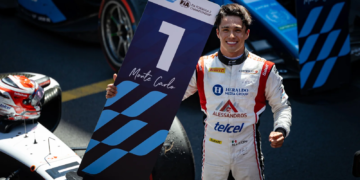 Race winner Noel Leon (MEX) Campos Racing celebrates in parc ferme. 06.06.2026. FIA Formula 2 Championship, Rd 4, Monte Carlo, Monaco, Sprint Race, Saturday.