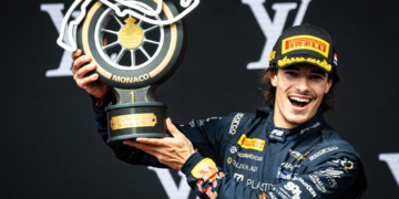 Race winner Nikola Tsolov (BGR) Campos Racing celebrates on the podium. 07.06.2026. FIA Formula 2 Championship, Rd 4, Monte Carlo, Monaco, Feature Race, Sunday.