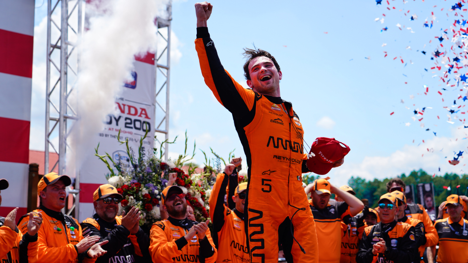 O'Ward celebrated his first victory of the season. Photo: Kevin Dejewski