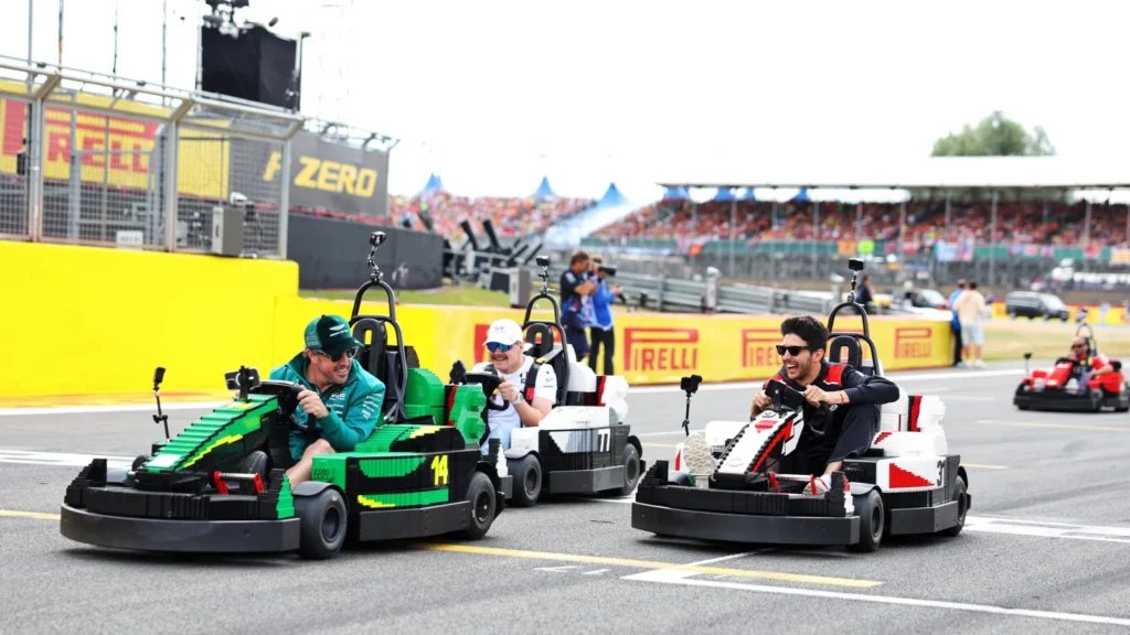 Victory in the Lego kart race was the only celebration for Fernando Alonso