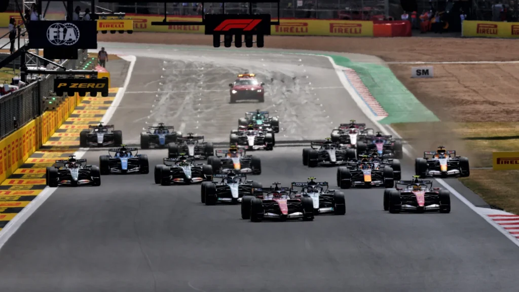 Charles Leclerc got the jump on Kimi Antonelli into the first corner, as Lewis Hamilton moved on the line