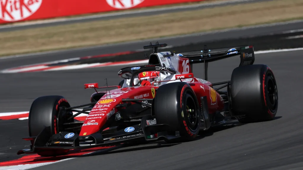 Charles Leclerc lines up second on the grid at Silverstone