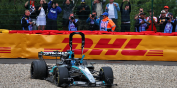 George Russell was punted off on Lap 1 on the Belgian GP