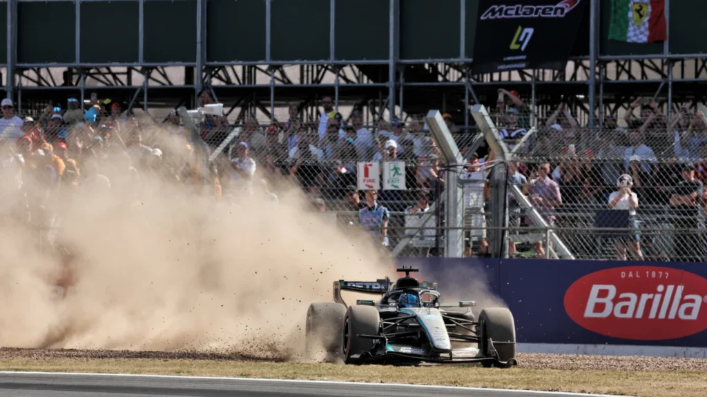 George Russell almost exited qualifying in Q1 after running into the gravel