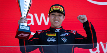Kanato Le (JPN) ART celebrates his second position on the podium. 25.07.2026. FIA Formula 3 Championship, Rd 7, Sprint Race, Budapest, Hungary, Saturday.