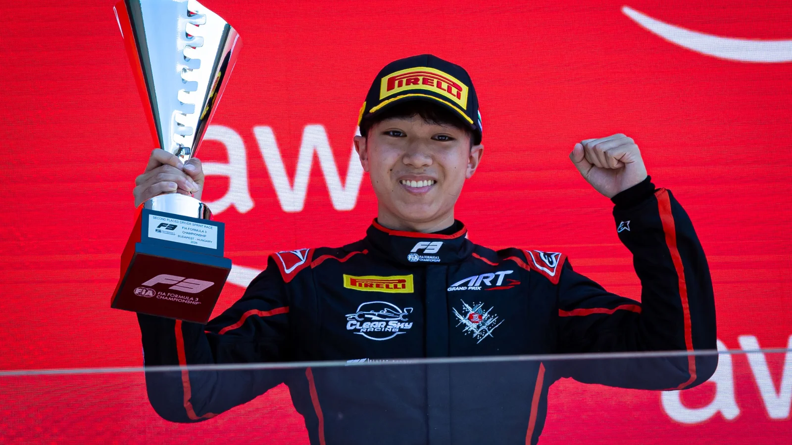 Kanato Le (JPN) ART celebrates his second position on the podium. 25.07.2026. FIA Formula 3 Championship, Rd 7, Sprint Race, Budapest, Hungary, Saturday.