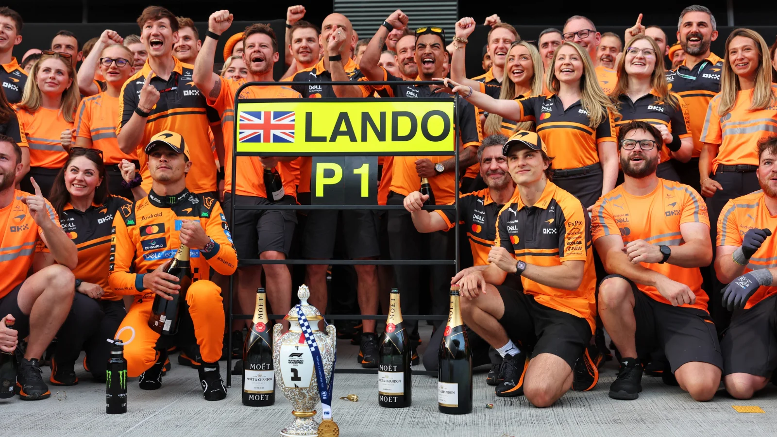 Lando Norris was all smiles in the end as he took his and McLaren's first victory of the season in Budapest
