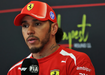 Lewis Hamilton (GBR) Scuderia Ferrari in the post qualifying FIA Press Conference. 25.07.2026. Formula 1 World Championship, Rd 11, Hungarian Grand Prix, Budapest, Hungary, Qualifying Day.