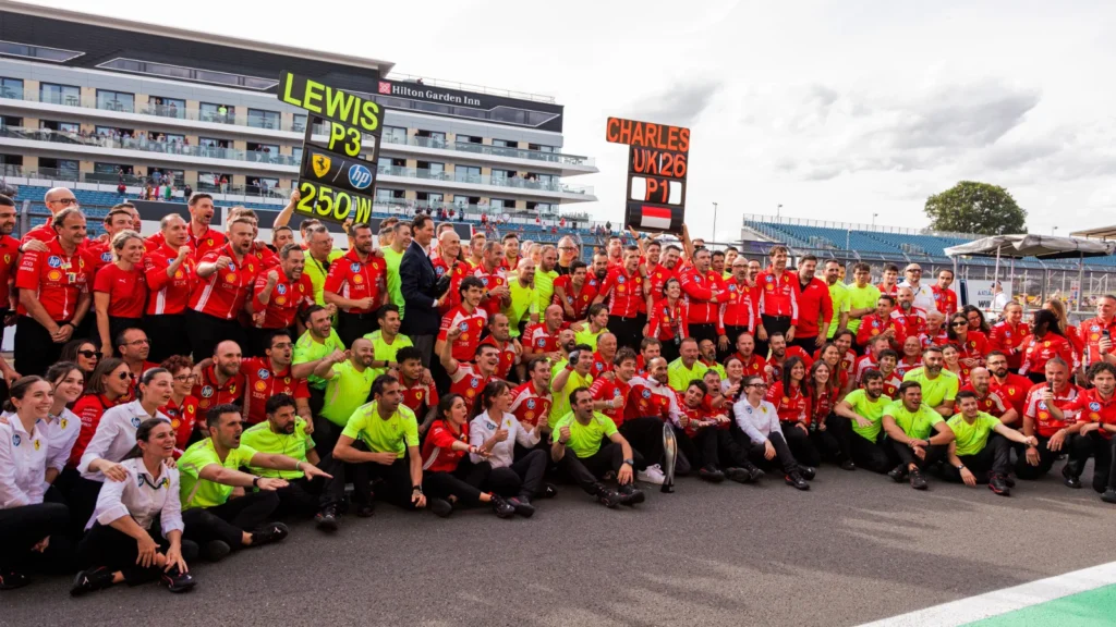 Lewis Hamilton was able to celebrate after securing third place with Charles Leclerc taking the victory at Silverstone for Ferrari
