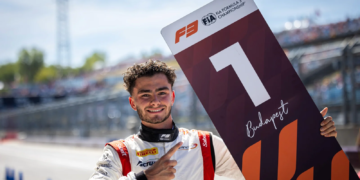 Race winner Theophile Nael (FRA) Campos Racing celebrates in parc ferme. 25.07.2026. FIA Formula 3 Championship, Rd 7, Sprint Race, Budapest, Hungary, Saturday.