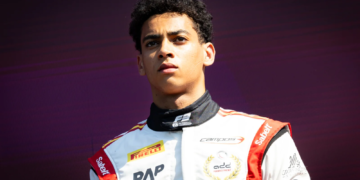 Ugo Ugochukwu (USA) Campos Racing celebrates his second position on the podium. 28.06.2026. FIA Formula 3 Championship, Rd 4, Feature Race, Spielberg, Austria, Sunday.