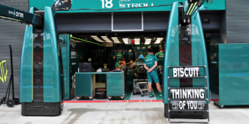 A pit board sending best wishes to Mick 'Biscuit' Fern (GBR) Aston Martin F1 Team Tyre Technician. 23.07.2026. Formula 1 World Championship, Rd 11, Hungarian Grand Prix, Budapest, Hungary, Preparation Day.