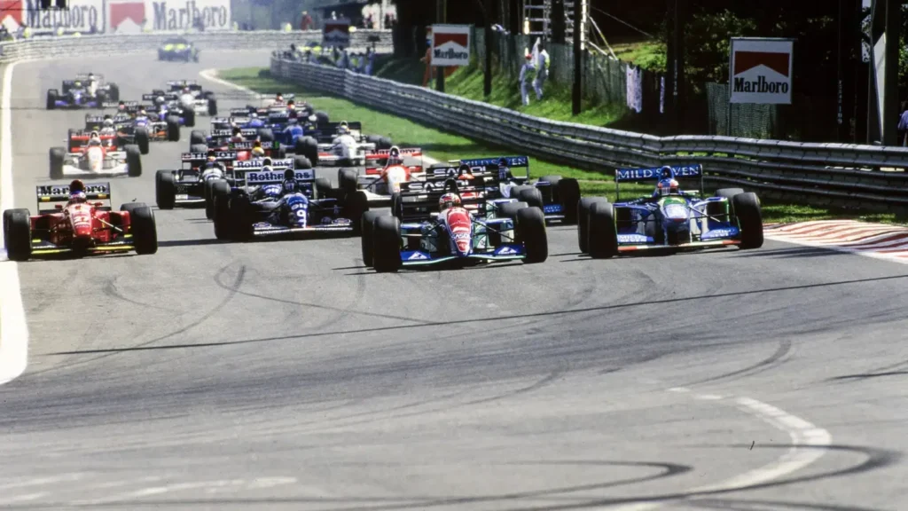 Michael Schumacher quickly got ahead of unlikely pole man Rubens Barrichello