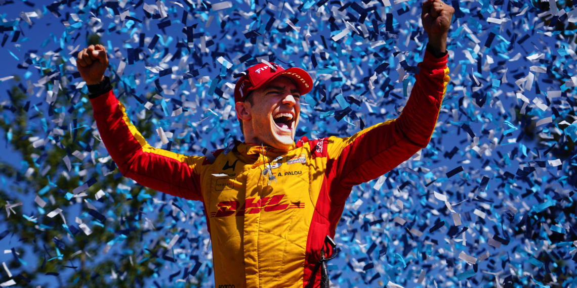 Palou celebrated heartily after his victory. Photo: Kevin Dejewski
