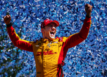Palou celebrated heartily after his victory. Photo: Kevin Dejewski