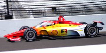 Josef Newgarden running a Shell livery during the 110th Indianapolis 500. Photo: Kevin Dejewski