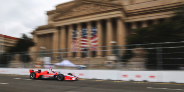 Speeding past iconic buildings in the nation's capital. Photo: IndyCar - Travis Hinkle