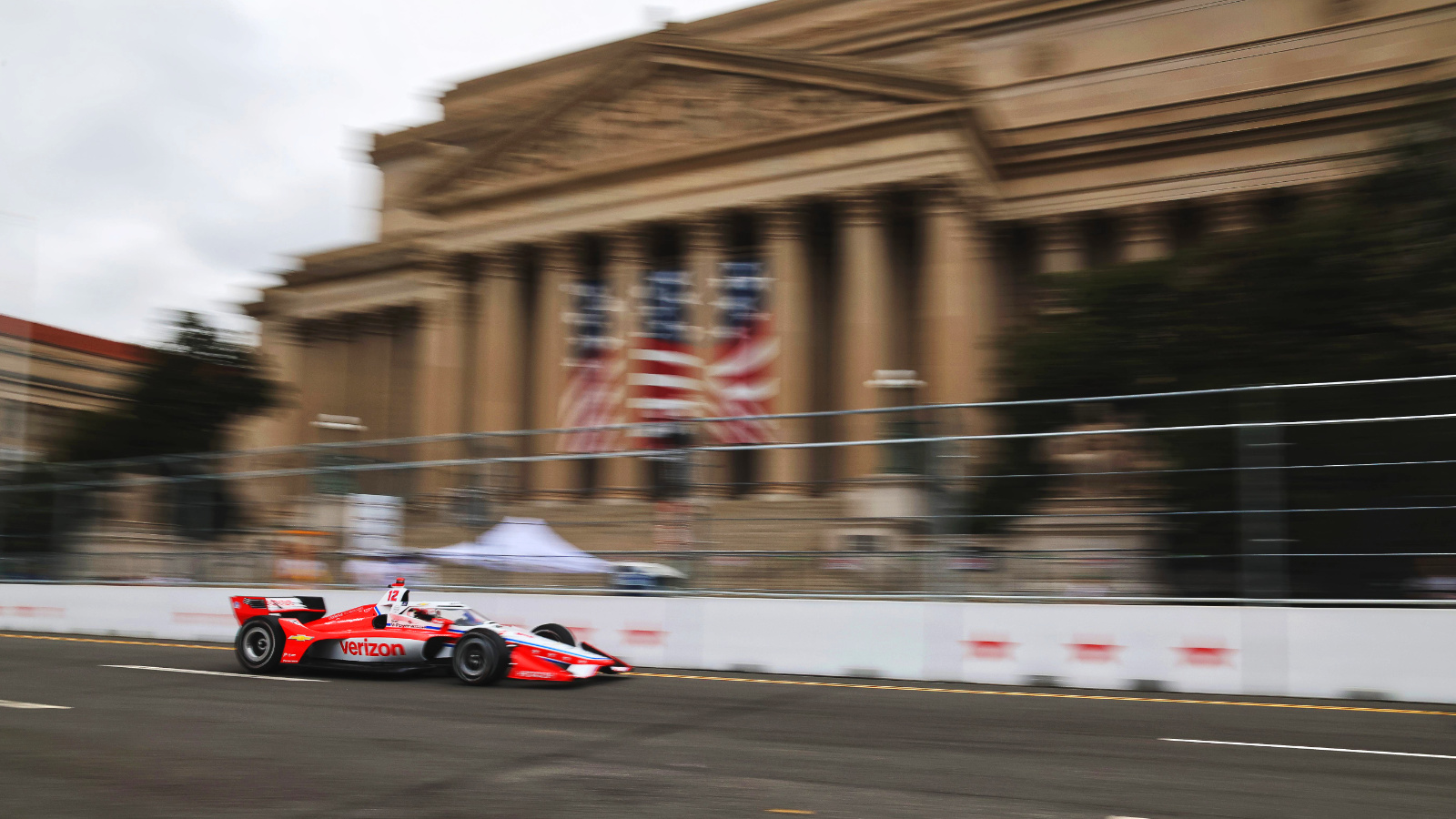 Speeding past iconic buildings in the nation's capital. Photo: IndyCar - Travis Hinkle
