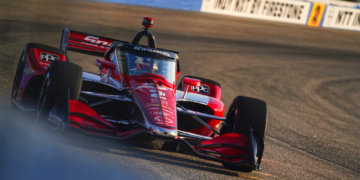 Newgarden's special livery looked good in the setting sun. Photo: Kevin Dejewski