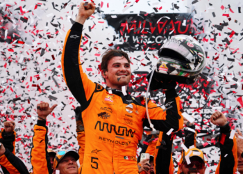 O'Ward celebrated for the second time in a matter of hours. Photo: Kevin Dejewski