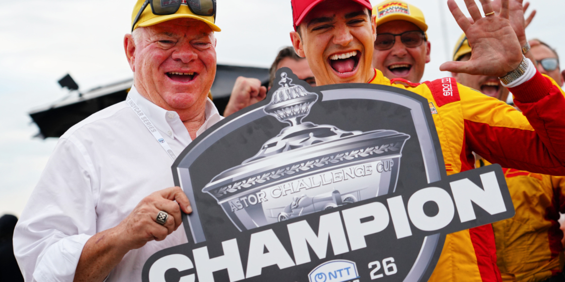 Alex Palou and Chip Ganassi celebrate five championships together. Photo: Kevin Dejewski