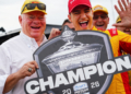 Alex Palou and Chip Ganassi celebrate five championships together. Photo: Kevin Dejewski