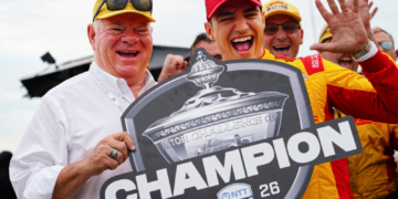 Alex Palou and Chip Ganassi celebrate five championships together. Photo: Kevin Dejewski