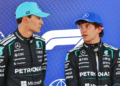 (L to R): Pole sitter George Russell (GBR) Mercedes AMG Formula One Team in qualifying parc ferme with third placed team mate Andrea Kimi Antonelli (ITA) Mercedes AMG Formula One Team. 13.06.2026. Formula 1 World Championship, Rd 7, Barcelona-Catalunya Grand Prix, Barcelona, Spain, Qualifying Day.