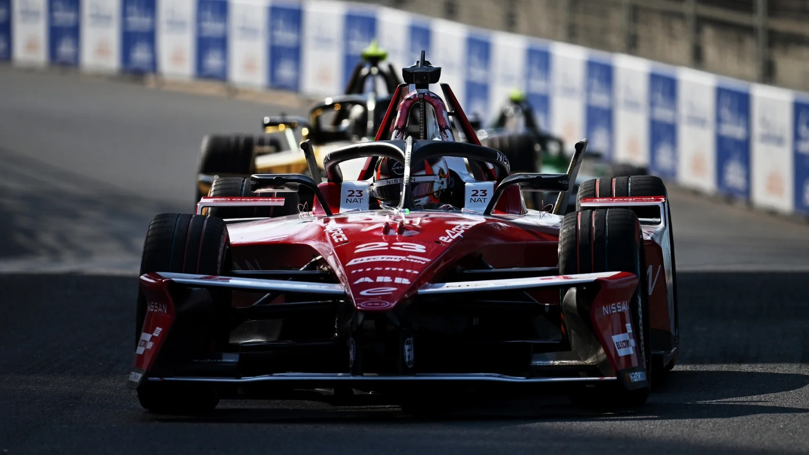LONDON, ENGLAND - AUGUST 14: Norman Nato of France driving the (23) Nissan Formula E Team Nissan e-4ORCE 05 on track during practice, ahead of the London E-Prix at ExCel London on August 14, 2026 in London, England.