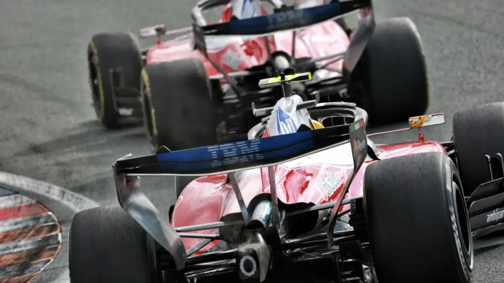 Hamilton was not happy being stuck behind his team-mate Leclerc's gearbox