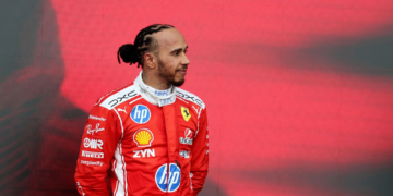 Lewis Hamilton (GBR) Scuderia Ferrari, third position, on the podium. 05.07.2026. Formula 1 World Championship, Rd 9, British Grand Prix, Silverstone, England, Race Day.
