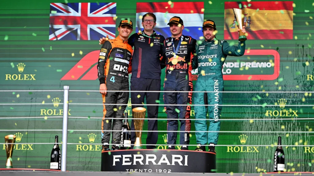 Max Verstappen and Fernando Alonso shared the podium during 2023 season