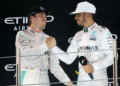 The podium (L to R): second placed Nico Rosberg (GER) Mercedes AMG F1 celebrates his World Championship with race winner and team mate Lewis Hamilton (GBR) Mercedes AMG F1. 27.11.2016. Formula 1 World Championship, Rd 21, Abu Dhabi Grand Prix, Yas Marina Circuit, Abu Dhabi, Race Day.