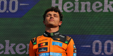 Race winner Lando Norris (GBR) McLaren F1 Team celebrates on the podium. 23.08.2026. Formula 1 World Championship, Rd 12, Dutch Grand Prix, Zandvoort, Netherlands, Race Day.