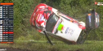 Elfyn Evans rolls in stage 14!