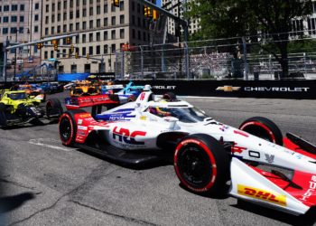 Palou running an HRC livery at this year's Detroit Grand Prix. Photo: Kevin Dejewski