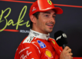 Charles Leclerc (MON) Scuderia Ferrari in the post qualifying FIA Press Conference. 25.09.2026. Formula One World Championship, Rd 15, Azerbaijan Grand Prix, Baku, Azerbaijan, Qualifying Day.