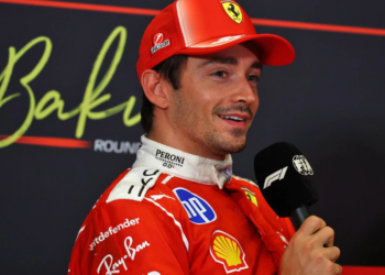 Charles Leclerc (MON) Scuderia Ferrari in the post qualifying FIA Press Conference. 25.09.2026. Formula One World Championship, Rd 15, Azerbaijan Grand Prix, Baku, Azerbaijan, Qualifying Day.