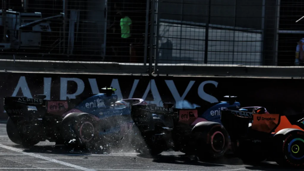 It was a Safety Car restart melee between the Alpine drivers that ended Norris' afternoon