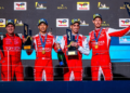 08 BUEMI Sébastien (swi), HARTLEY Brendon (nzl), HIRAKAWA Ryo (jpn), Toyota Racing, Toyota TR010 Hybrid #08, Hypercar, action, podium, during the 6 Hours of Fuji 2026, 6th round of the 2026 FIA World Endurance Championship, from September 25 to 27, 2026 on the Fuji Speedway in Oyama, Shizuoka, Japan - Photo Andrea Lorenzina / DPPI
