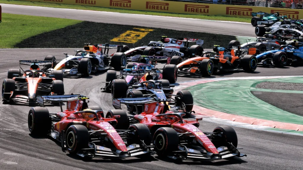 Hamilton lost a handful of places at the start after contact with Leclerc