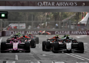 Gabriele Mini (ITA) MP Motorsport and Tasanapol Inthraphuvasak (THA) ART. 25.09.2026. FIA Formula 2 Championship, Rd 12, Baku, Azerbaijan, Race Day.