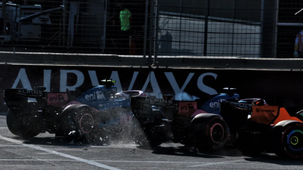 Franco Colapinto took out both his teammate Pierre Gasly and Lando Norris at the restart in Baku