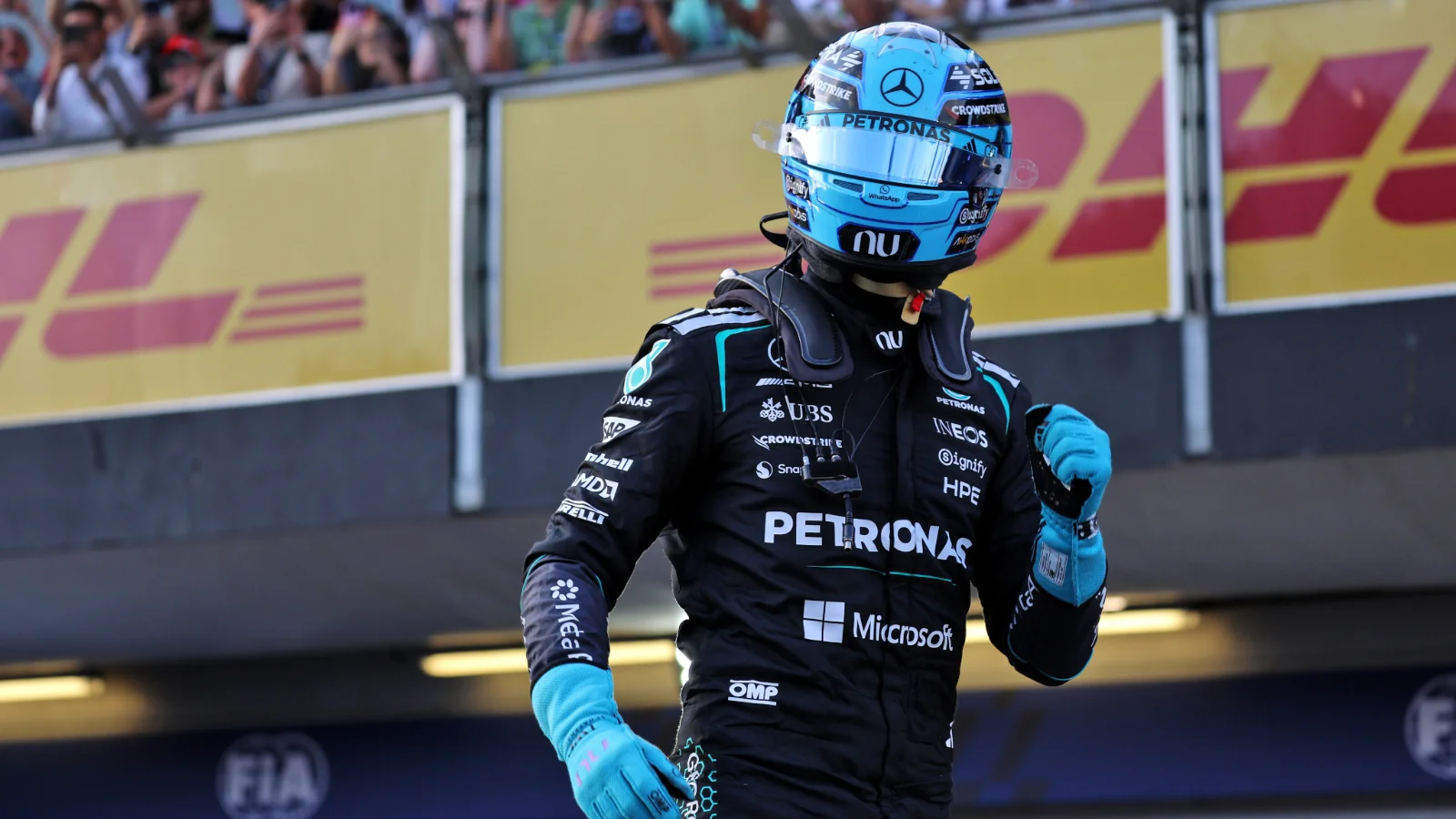 George Russell capitalises on Antonelli shunt with dominant F1 Baku pole