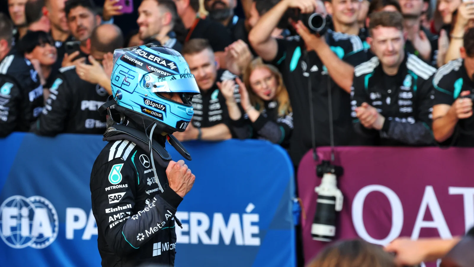 George Russell holds off Max Verstappen in Baku F1 thriller