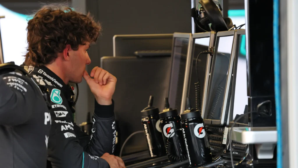 Kimi Antonelli was forced to watch on after crashing in Q1