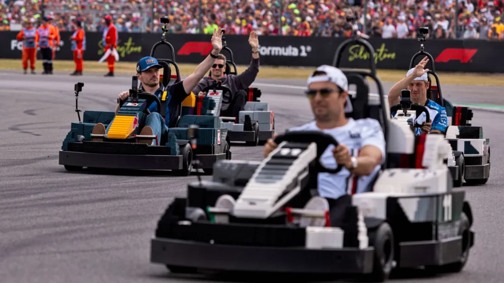 The Lego kart race at Silverstone was a big hit with the fans and drivers